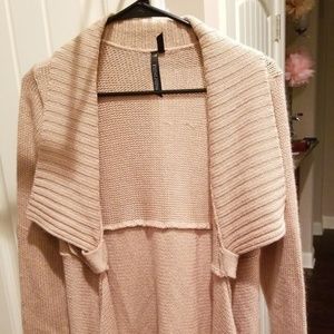 Camel-Color Draped Front Cardigan